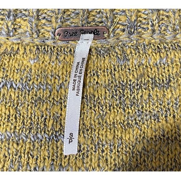 FREE PEOPLE In My Pocket Slub Knit Marled Sweater S Yellow Gray‎ Boxy Fit-Cozy - Picture 7 of 11